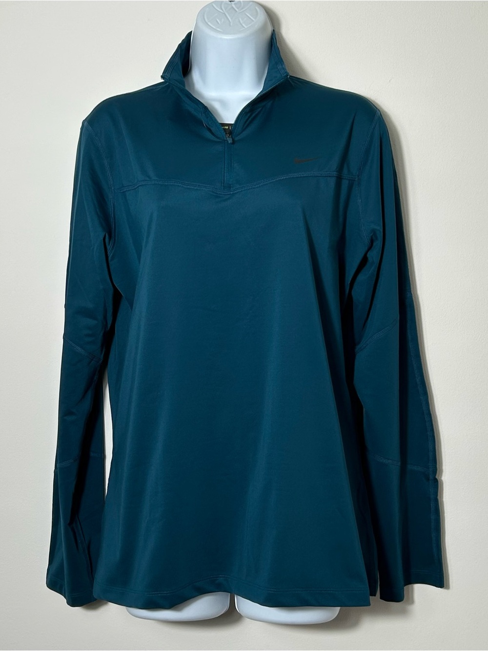New Nike Dri Fit 1/4 Zip Pullover Womens XL Green Activewear Slim Fit Training
